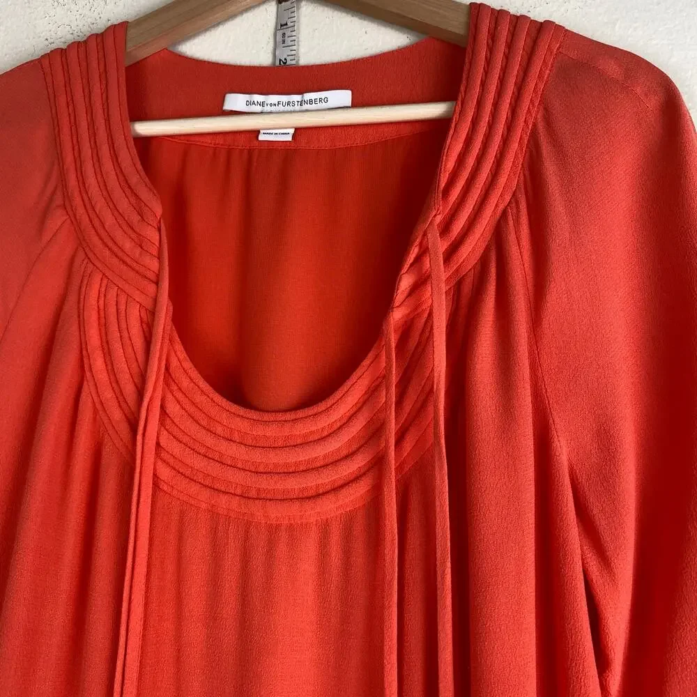 Diane Von Furstenberg Parlian Shift Dress Coral Size 10 - Picture 7 of 15